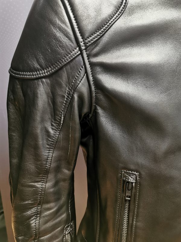 Cafe Racer Jacket in Black French Lambskin size 38 (8) - Image 7