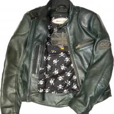 Racing Green Heavy Lambskin with Black Skulls